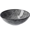 Schale China, Tief, Striche, Schw/wss, 13 Cm