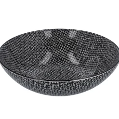 Schüssel China, Flach, Perlen, Schw/wss, 23 Cm