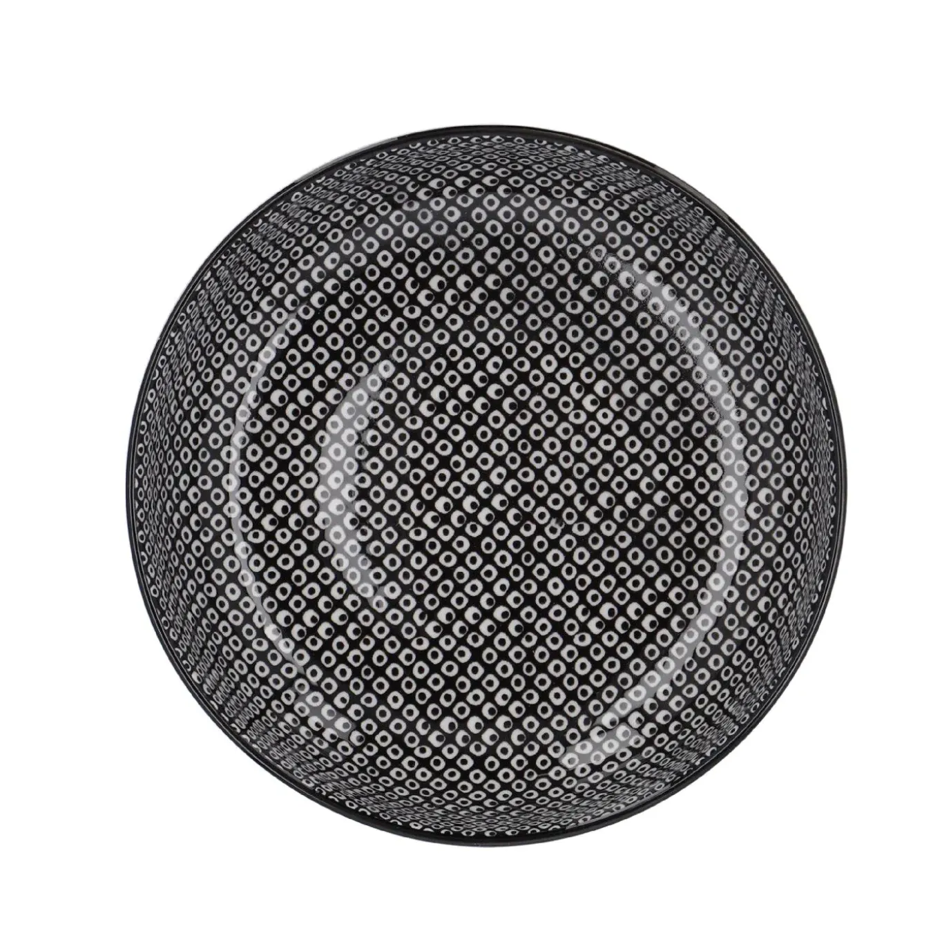 Schüssel China, Flach, Perlen, Schw/wss, 23 Cm