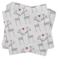 Serviette Hirsch, Hellgrau, 20 Stück