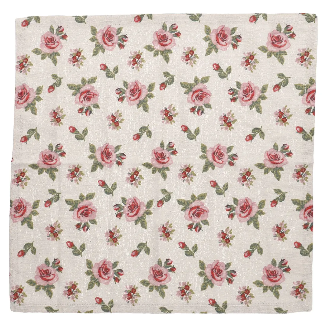 Serviette Rosen, Natur, 40 X 40 Cm