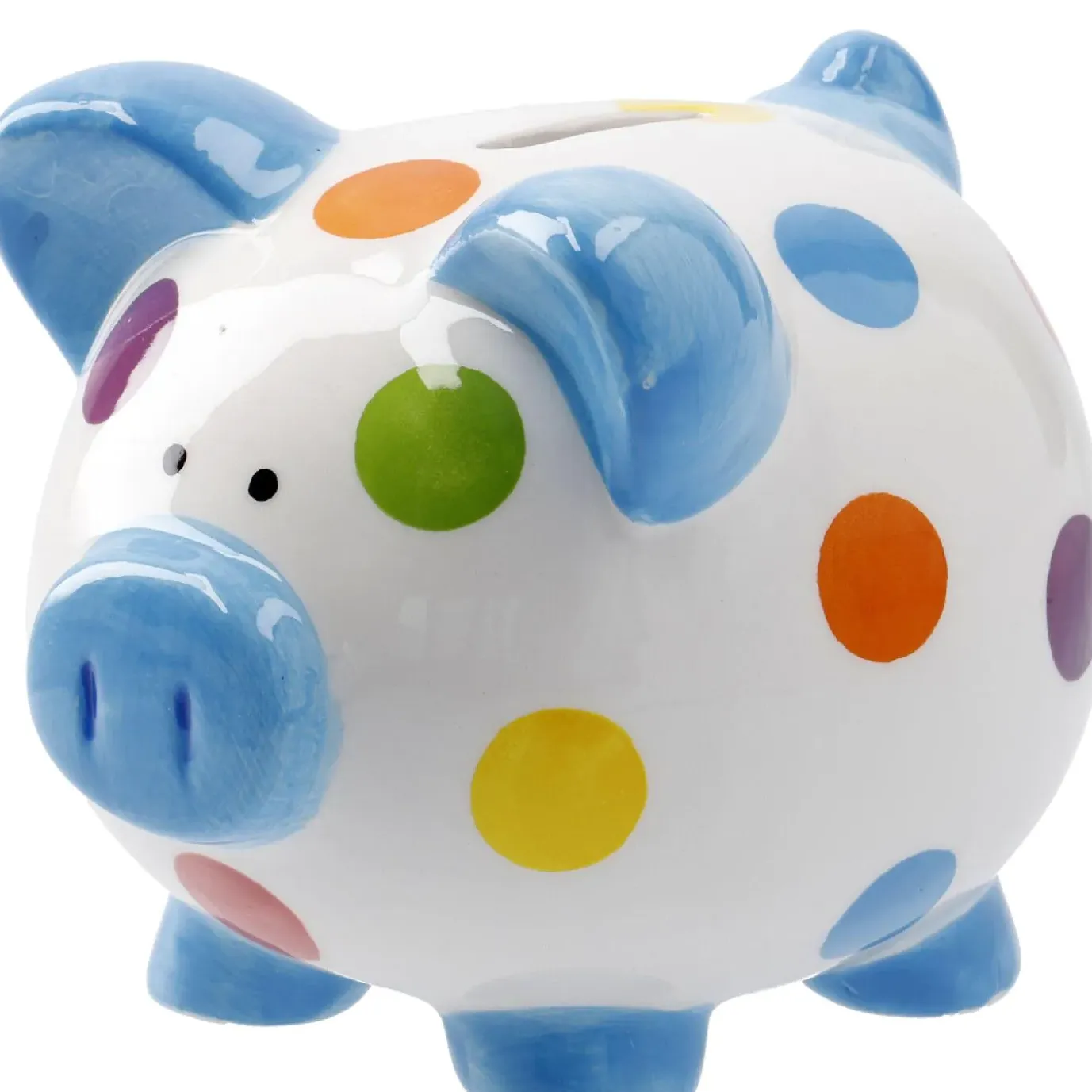 Sparschwein Punkte, Blau, 13 Cm