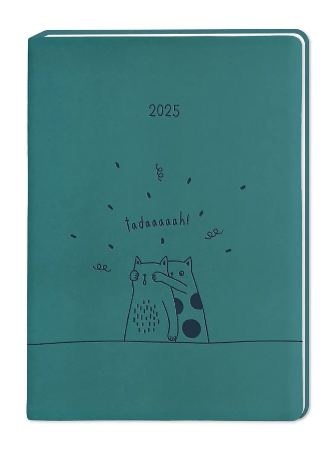 Terminplaner Lederlook, 2025, Petrol