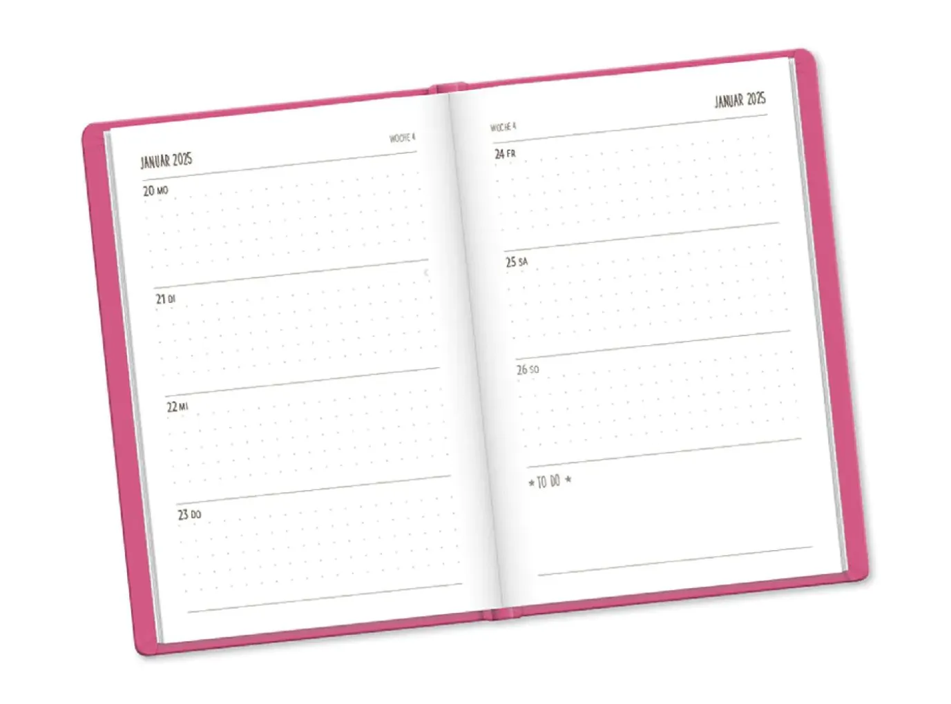 Terminplaner Lederlook, 2025, Pink