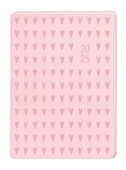 Terminplaner Lederlook, 2025, Rosa