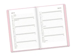 Terminplaner Lederlook, 2025, Rosa