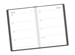 Terminplaner Lederlook, 2025, Schwarz