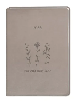 Terminplaner Lederlook, 2025, Taupe