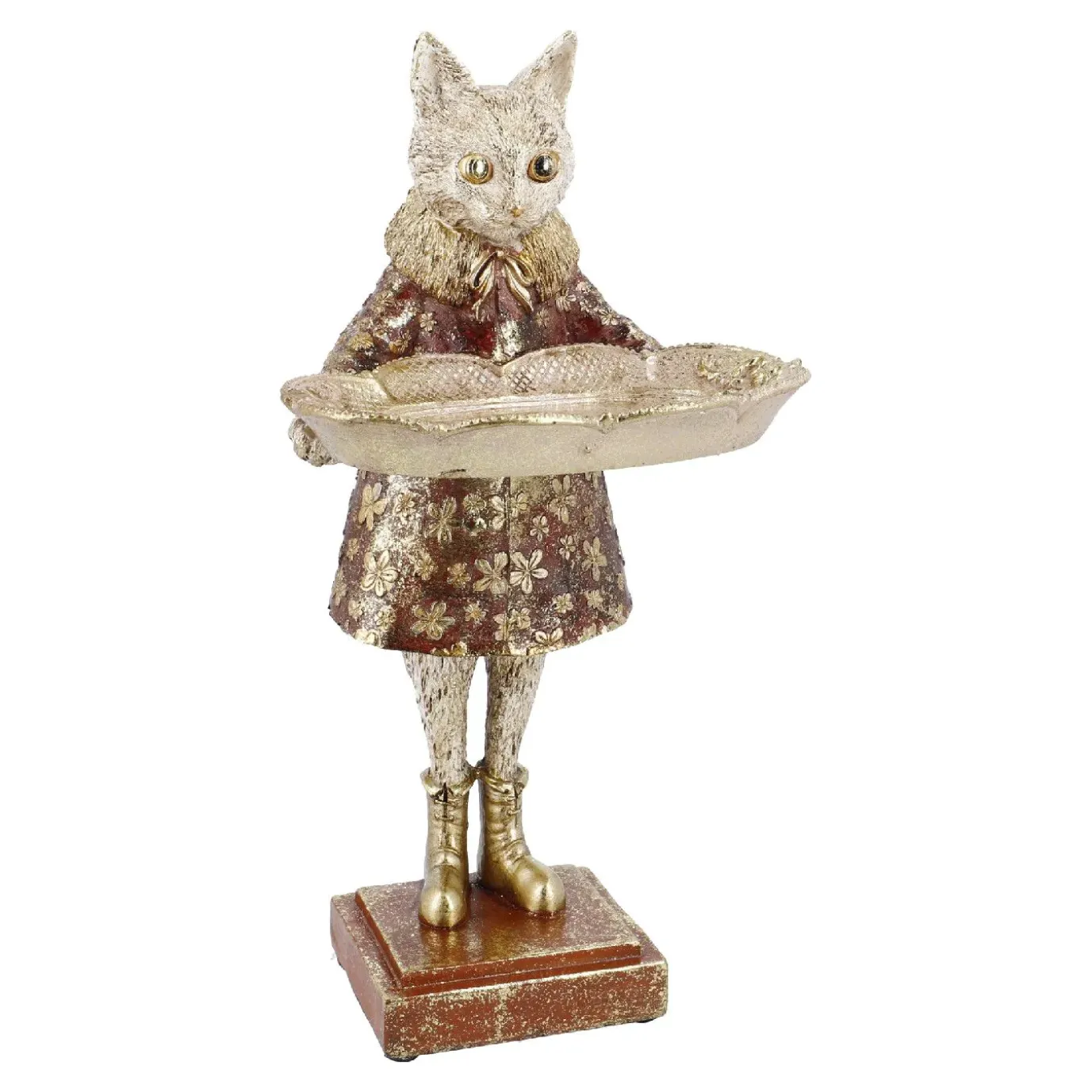 Tier Mit Tablett, Katze, 28 Cm