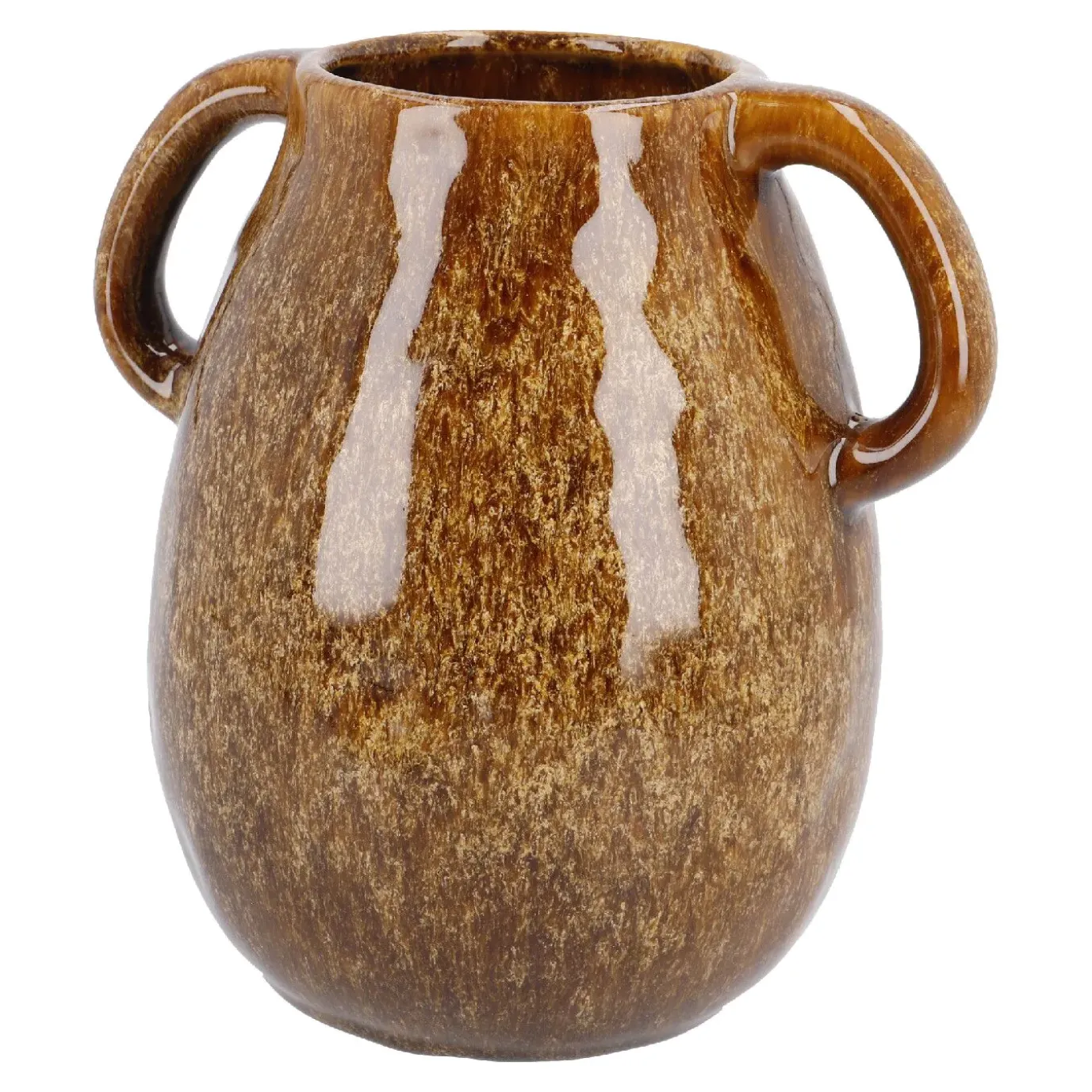 Vase Krug Mit Griffen, Braun, 18 Cm
