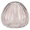Vase Rillen, Hellbraun/bauchig, Höhe 7.5 Cm
