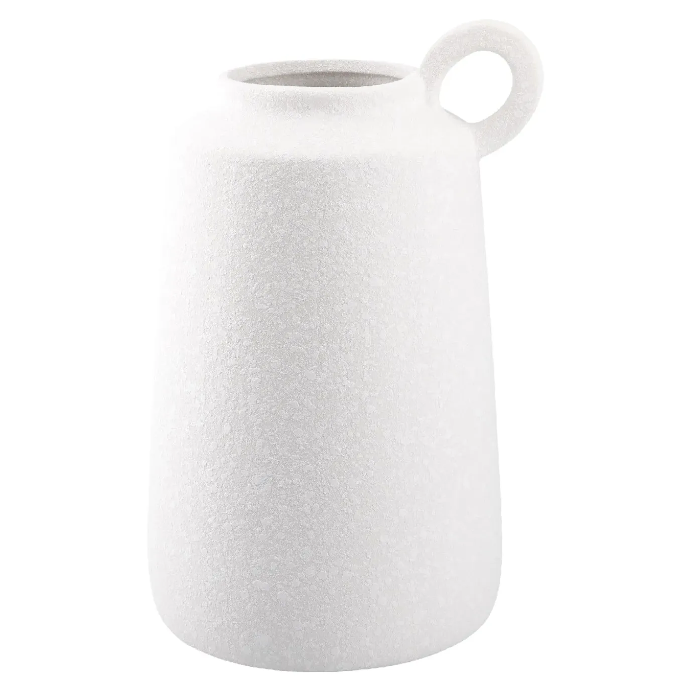 Vase Struktur Mit Henkel, Weiß, 25 Cm
