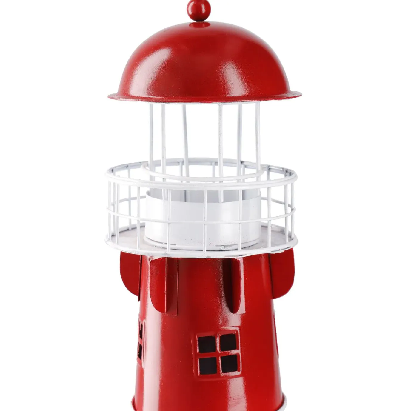 Windlicht Leuchtturm, Rot/weiß, 36 Cm