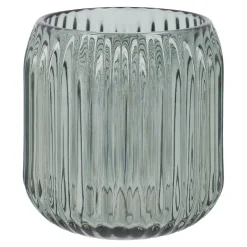Windlicht Rillen/schmal, Türkis, 8.4 X 8.6 Cm