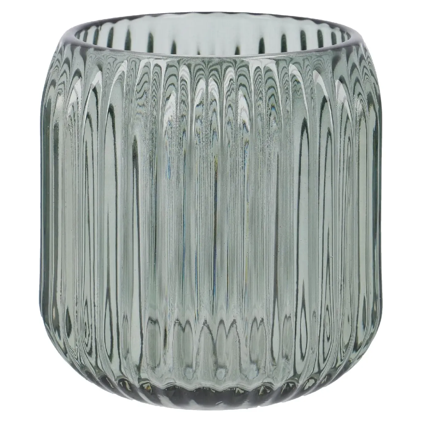 Windlicht Rillen/schmal, Türkis, 8.4 X 8.6 Cm