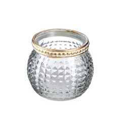 Windlicht Saira, Metallrand, Klar/Karo, 5 Cm