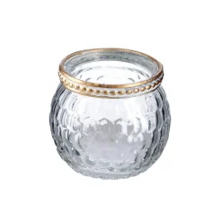 Windlicht Saira, Metallrand, Klar/Wabe, 5 Cm