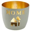 Windlicht Spruch, Home/hellgrau, 10 X 8.5 Cm