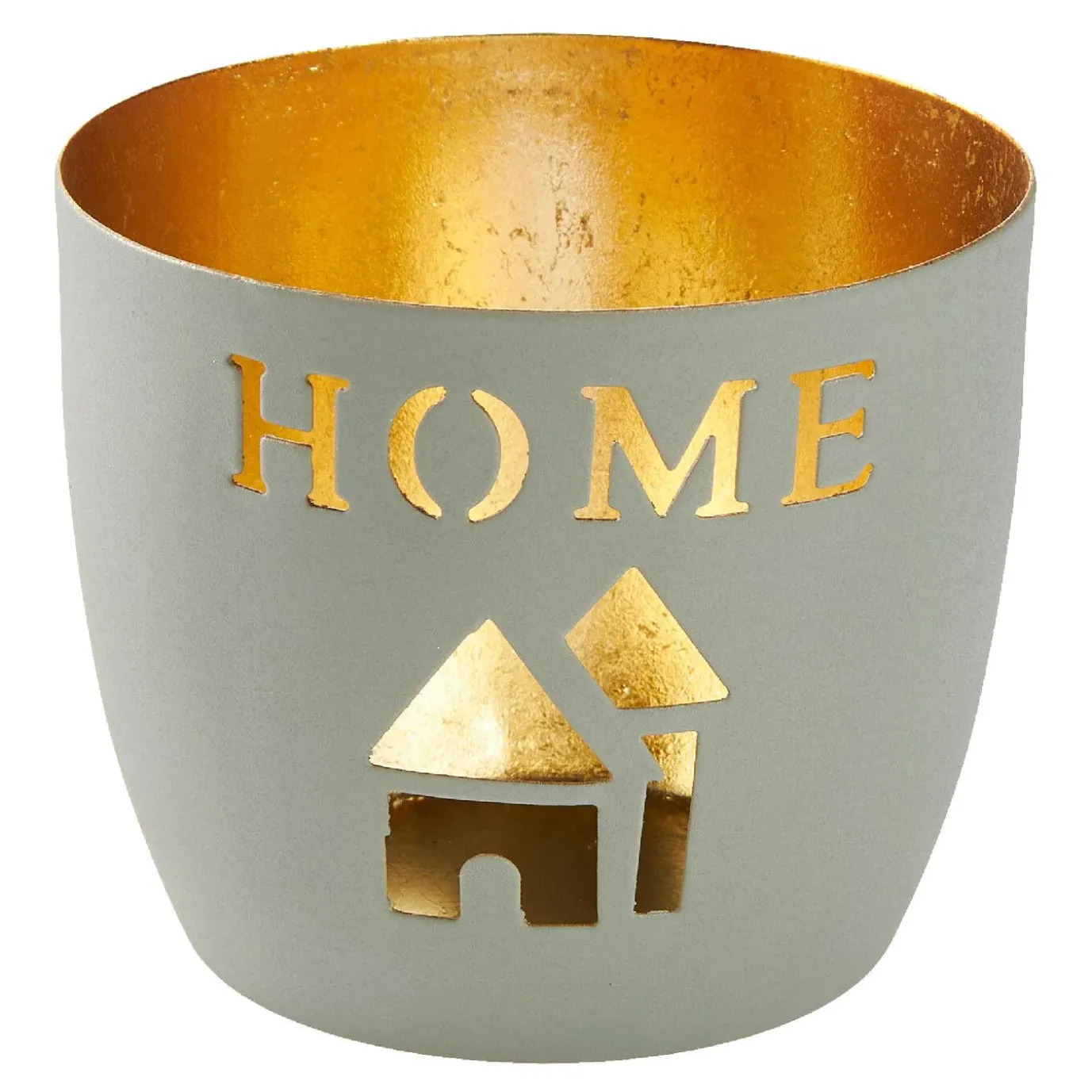 Windlicht Spruch, Home/hellgrau, 10 X 8.5 Cm