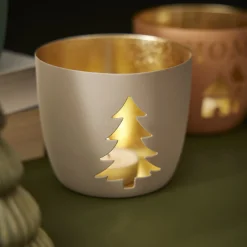 Windlicht Spruch/Xmas, Tanne/sand, 10 X 8.5 Cm