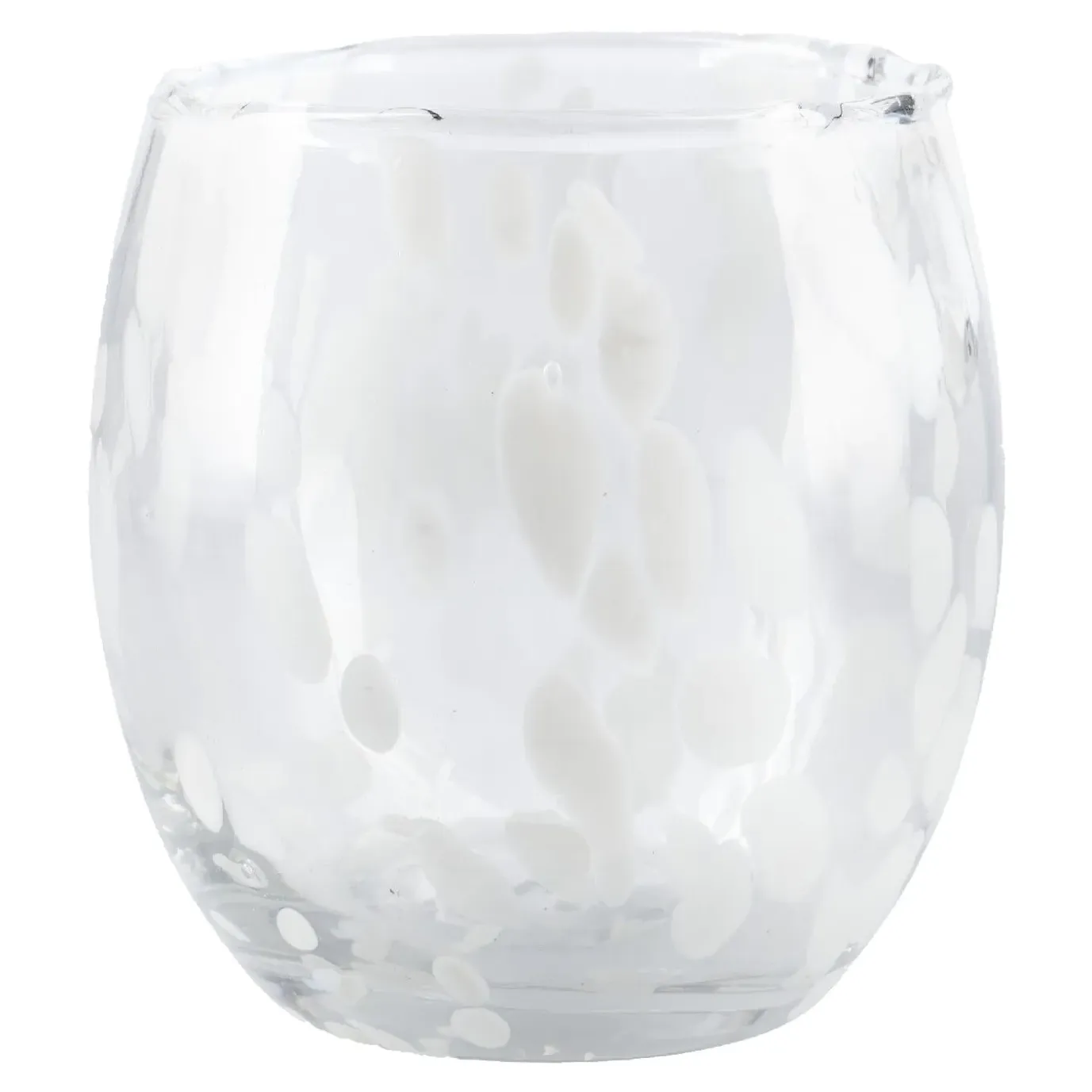Windlicht Tupfen, Bauchig/weiß, 12 Cm