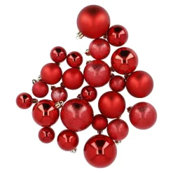 24er Weihnachtskugeln Mix, Rot